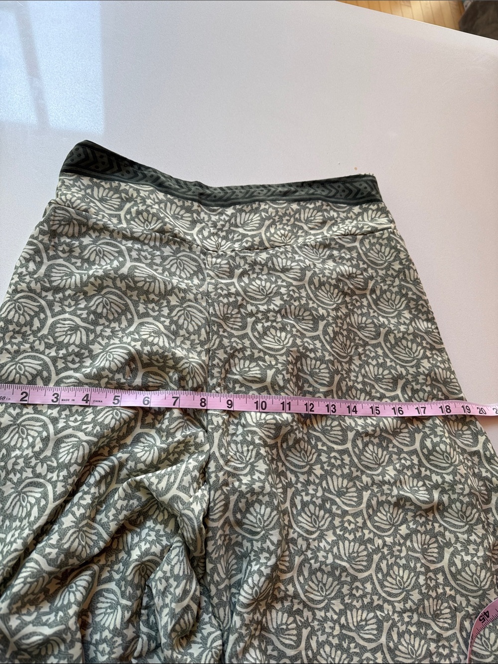 Chai Silk Blend Wide Leg Slit Side Haram Palazzo Culotte Pants, Green, Size M - Picture 8 of 9